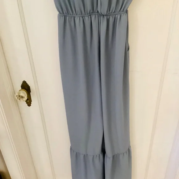 Monteau Woman's Size Small Blue Wide Leg Jumpsuit Ruffle Pant - Picture 9 of 10